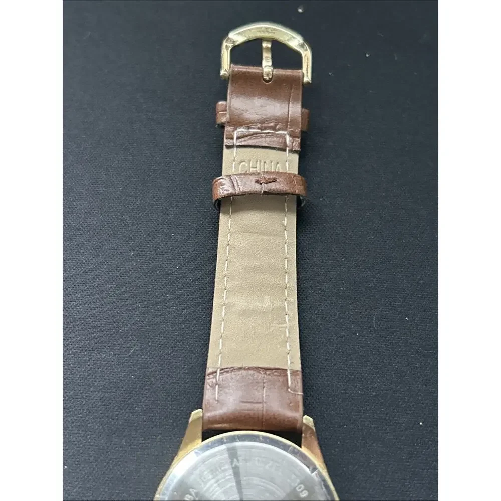 Gold Tone White Dial Brown Band Women’s Quartz Watch
